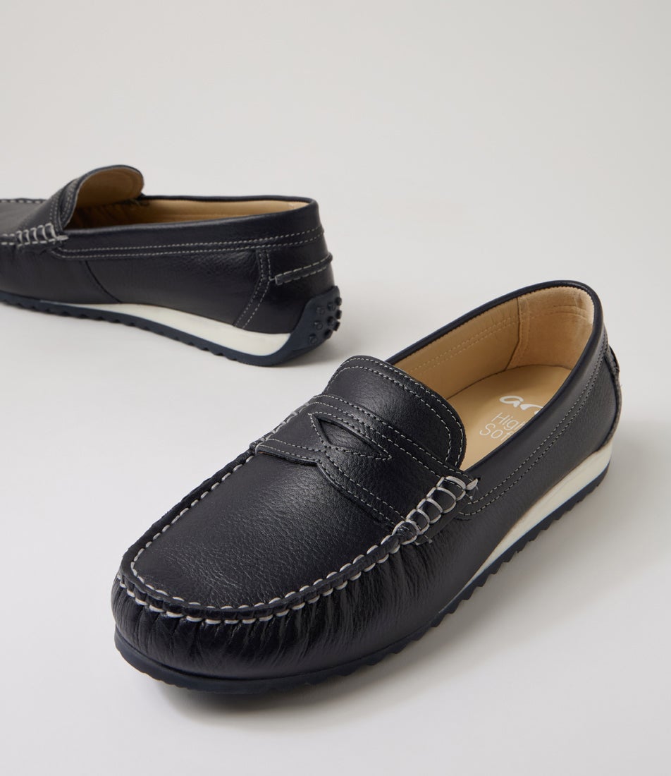 New Port 2 Navy Leather Loafers
