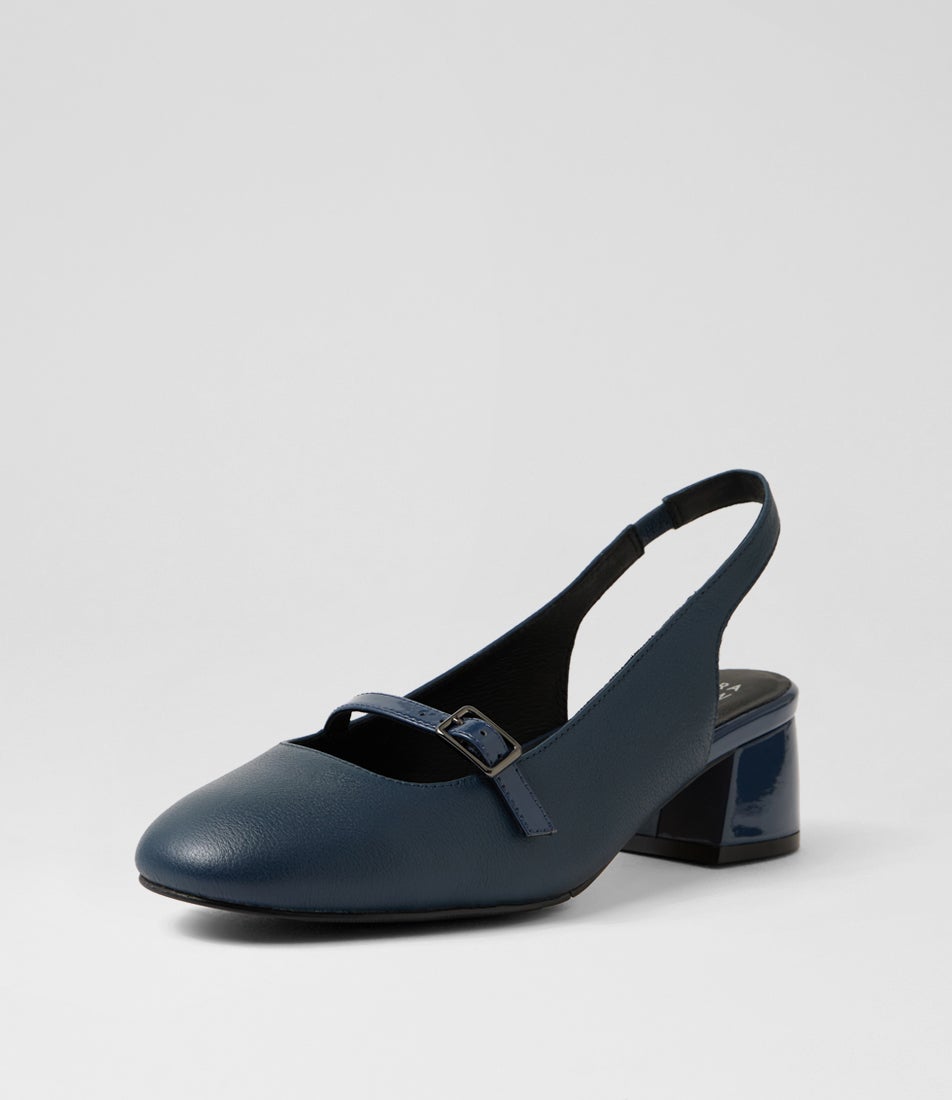 Zolmy W Navy Leather Patent Heels Zolmy W Navy Leather Patent Heels