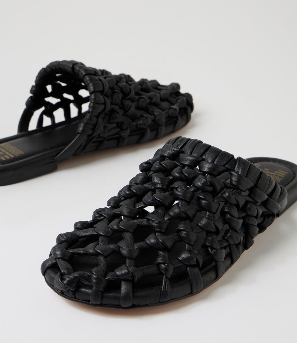 Ann Aya Slide Black Leather Slides