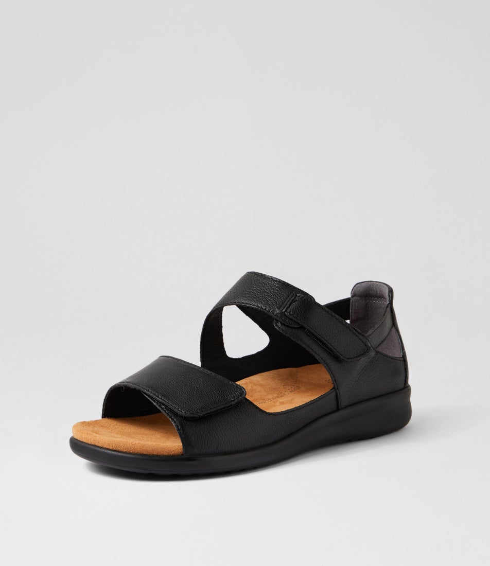 Bopen Xw Black Leather Sandals