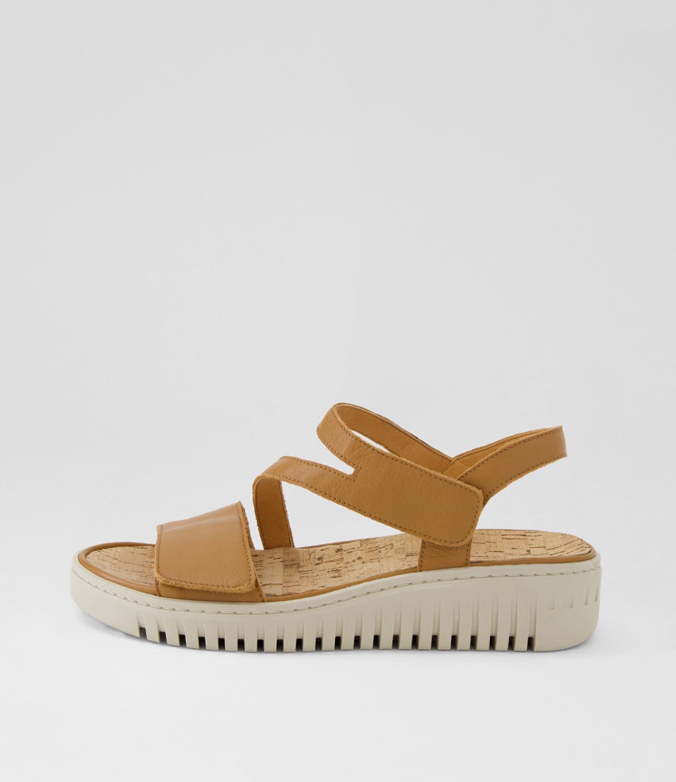 Inga Dark Tan Almond Leather Sandals