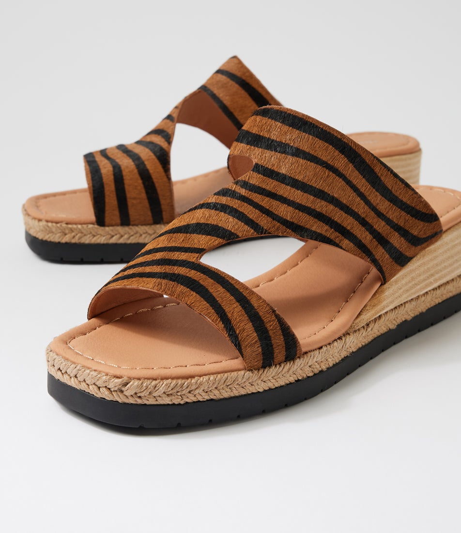Ivone Black Tan Zebra Pony Sandals