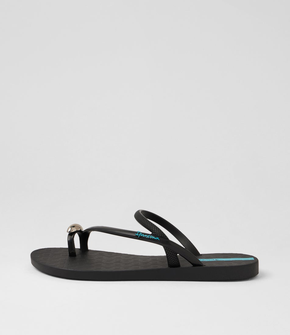 Glam Ring Black Rubber Slides