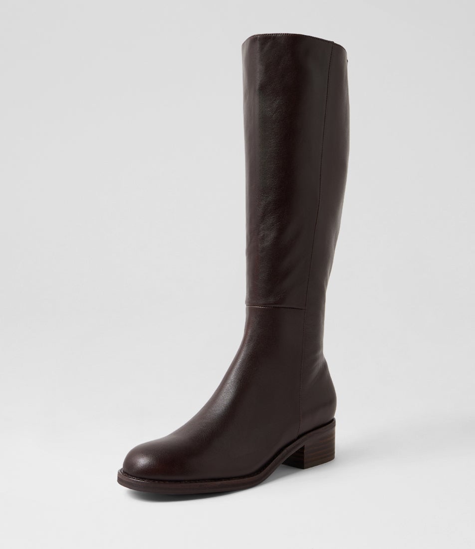Crosbie Choc Leather Knee High Boots