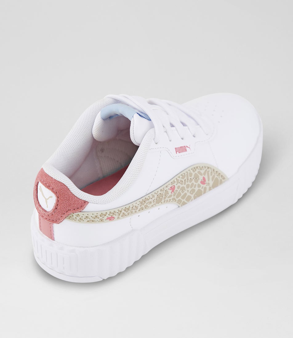 Carina 3 Junior White Birch Synthetic Leather Lace Up Sneakers