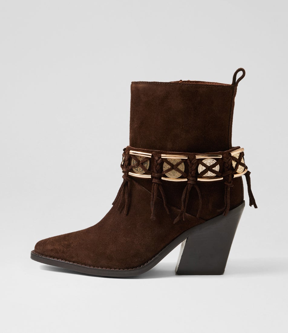 New Kole Coffee Bean Suede Western Boots