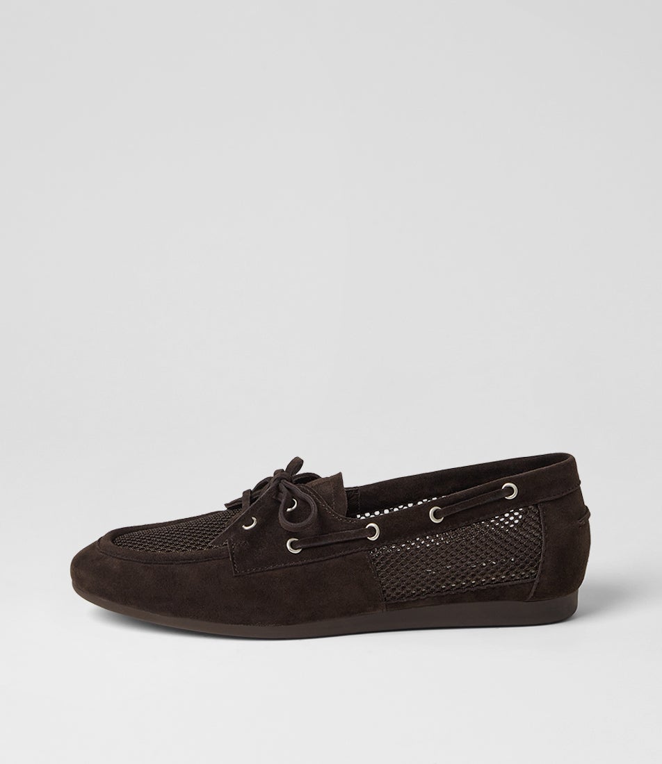 Talisa Choc Suede Mesh Flat Shoes