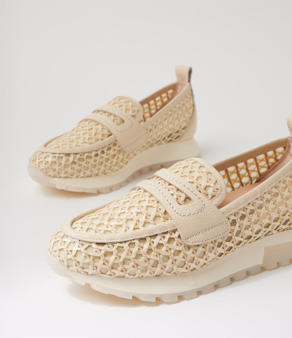 Oregon 56 Panna Raffia Leather Sneakers