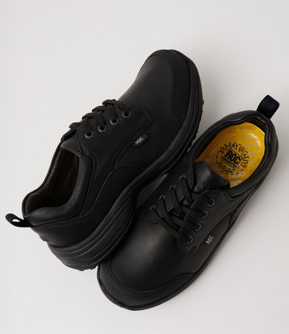 Honcho Youth Black Leather Lace Up School Shoes