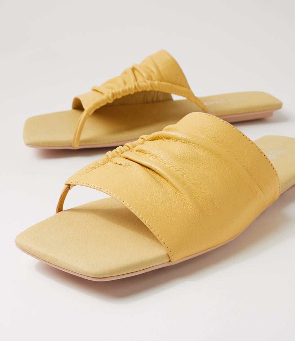 Ellesa Lemon Leather Slides