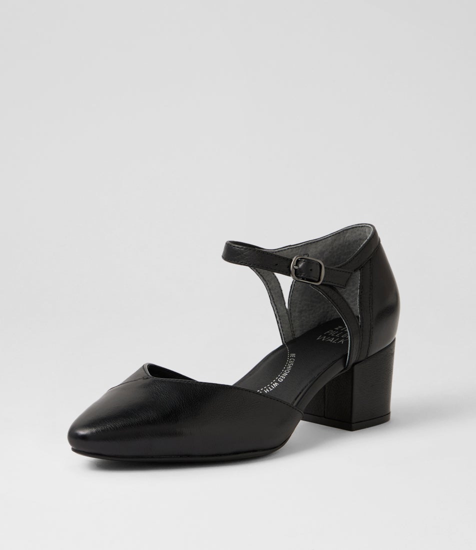 Vetto Xw Black Leather Mary Jane Heels