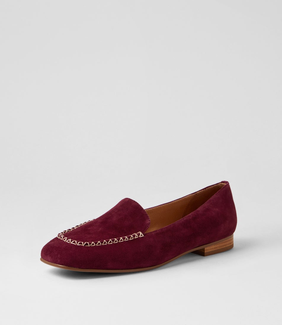 Pansha Burgundy Natural Suede Loafers Pansha Burgundy Natural Suede Loafers