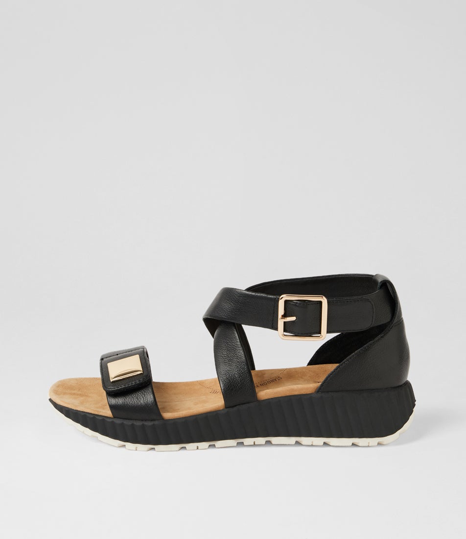 Loydes W Black Leather Sandals