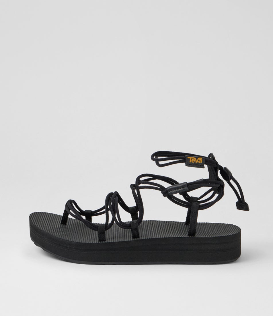 W Midform Infinity Black Fabric Strappy Sandals