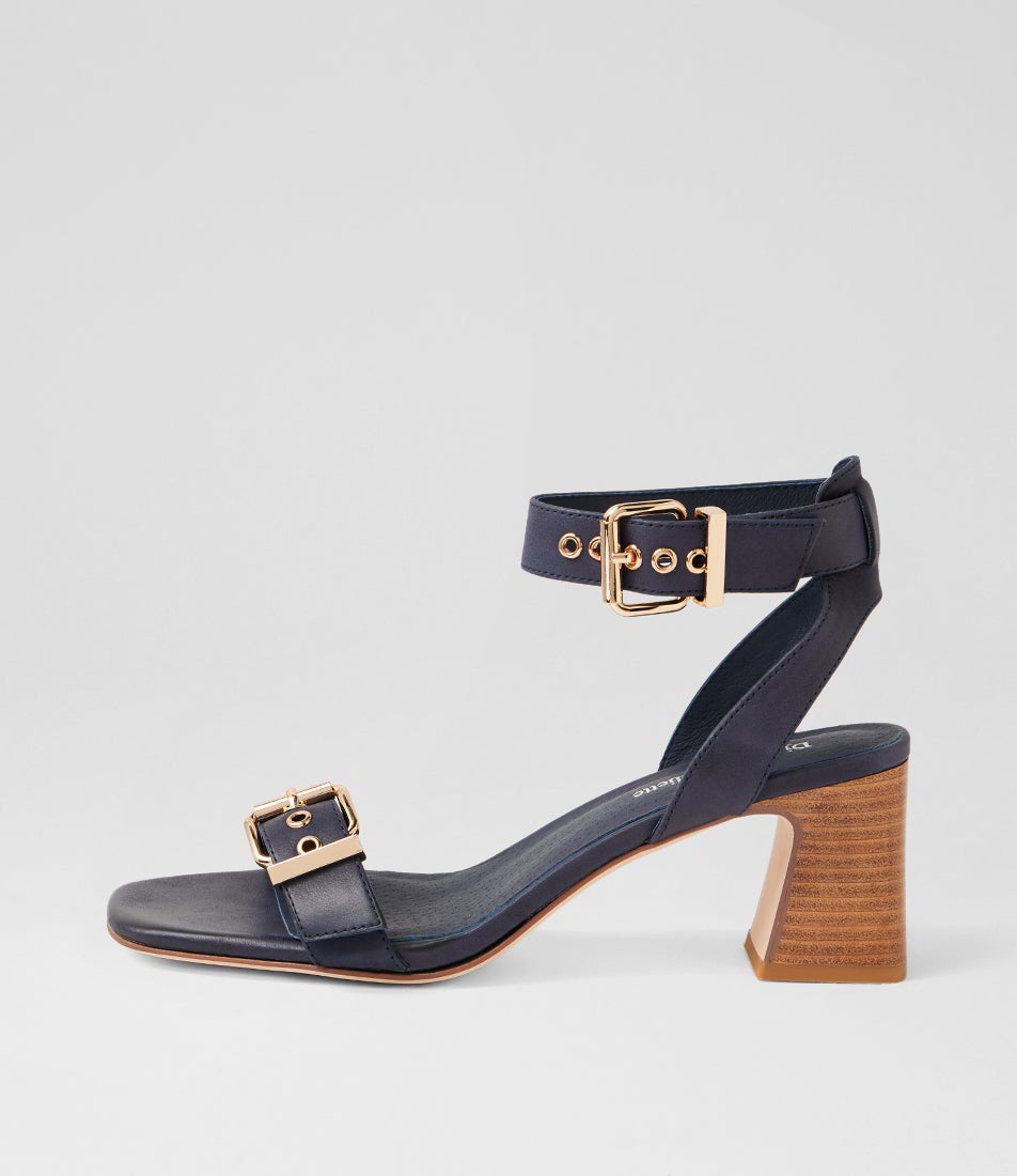 Jenn Navy Natural Leather Sandals