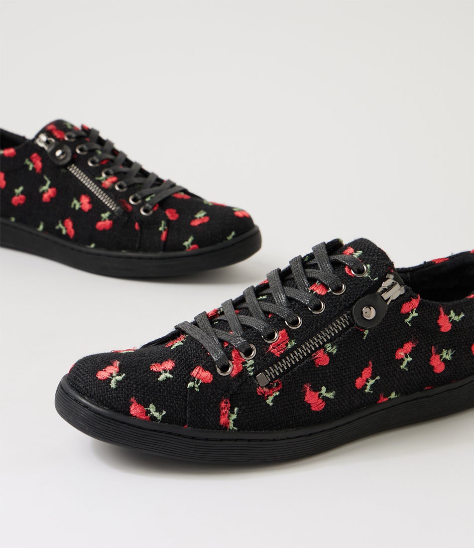 Donatas Black Cherries Fabric Lace Up Sneakers