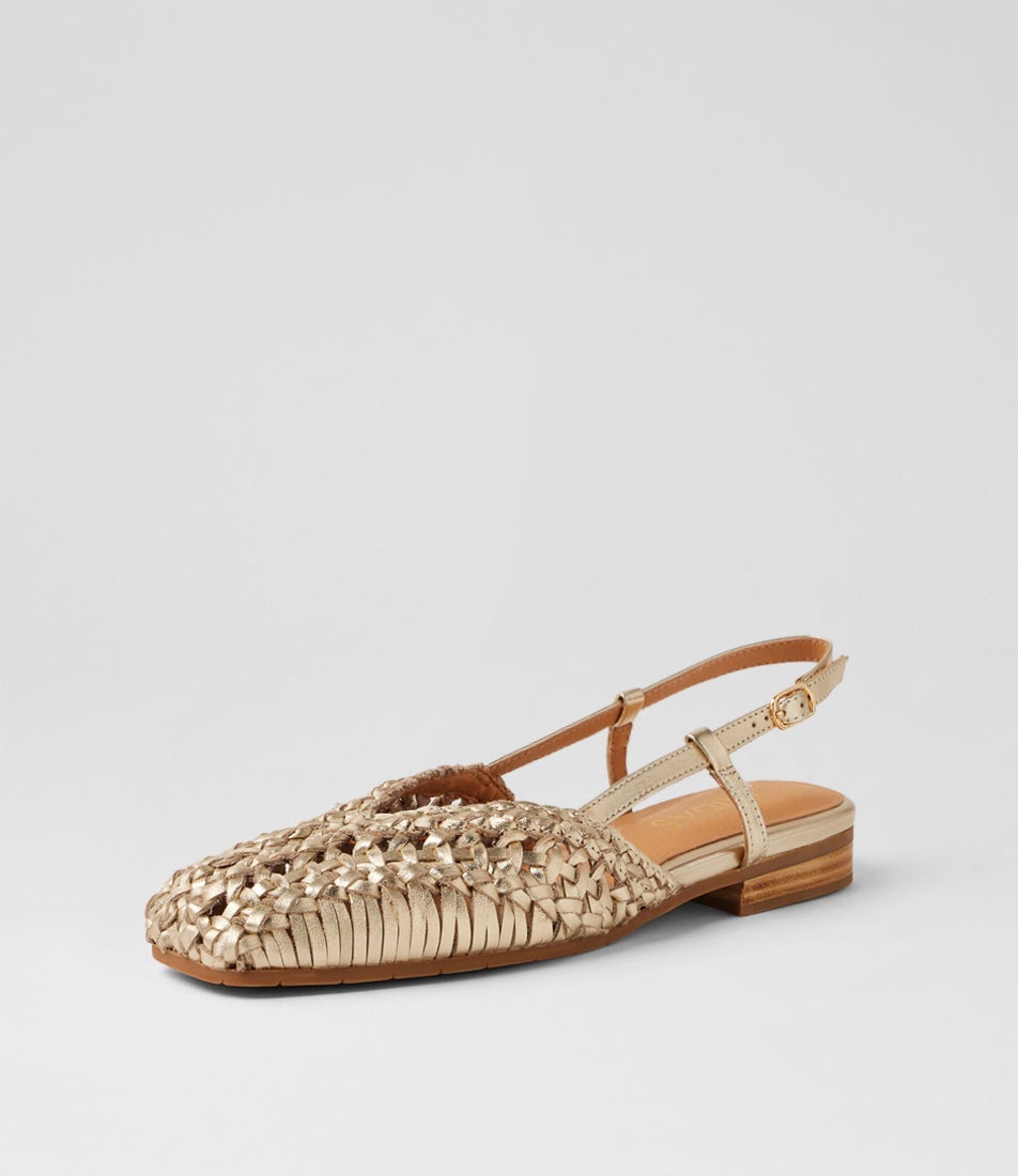 Pen Pale Gold Leather Slingbacks