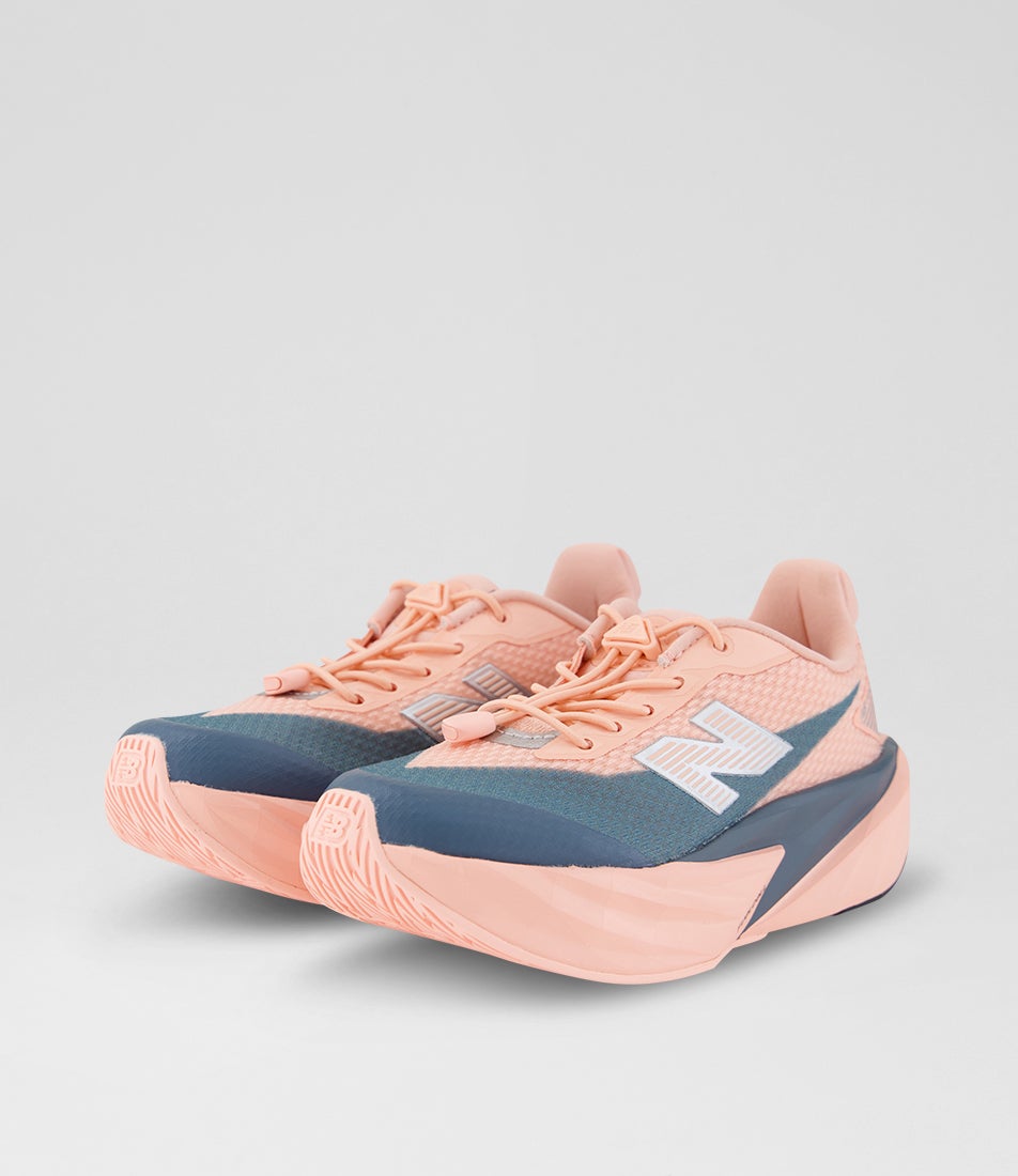 Rebel V5 Junior Pink Lemonade Shadow Blue Mesh Lace Up Sneakers