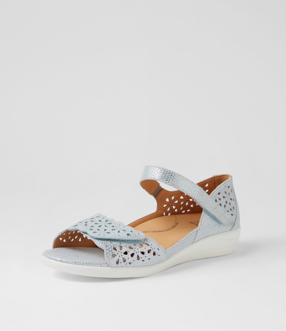 Dusty W Silver Mix Leather Sandals
