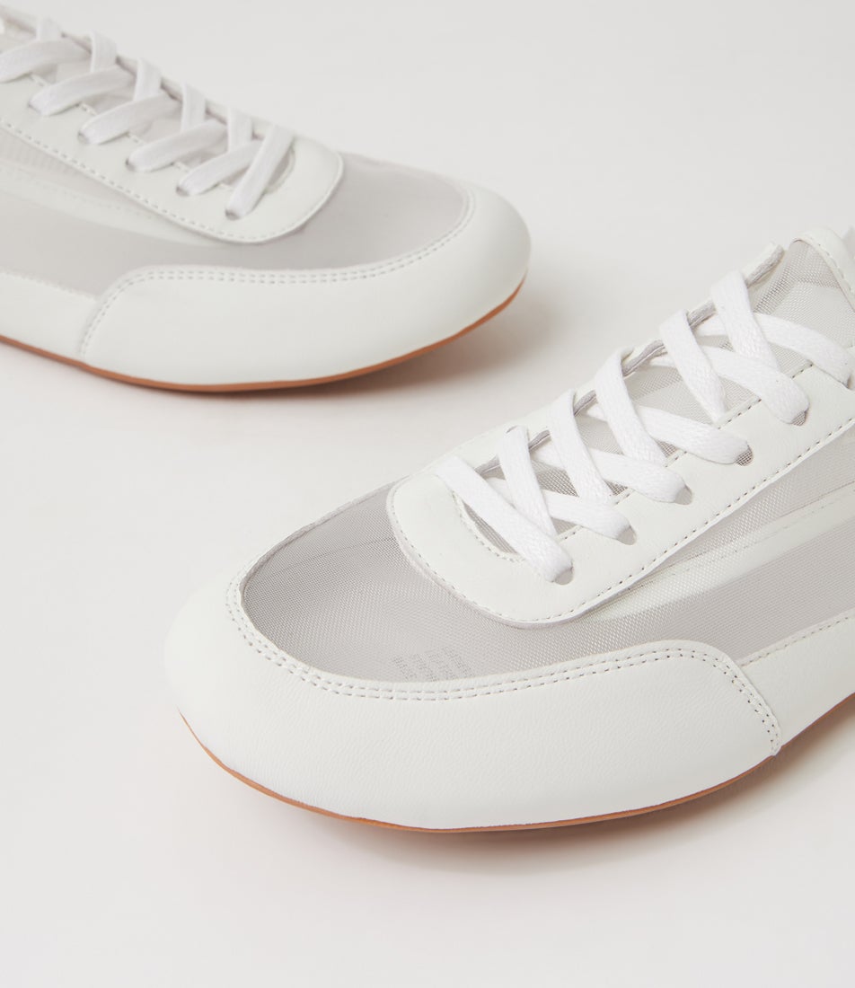 Brees White Leather Mesh Sneakers