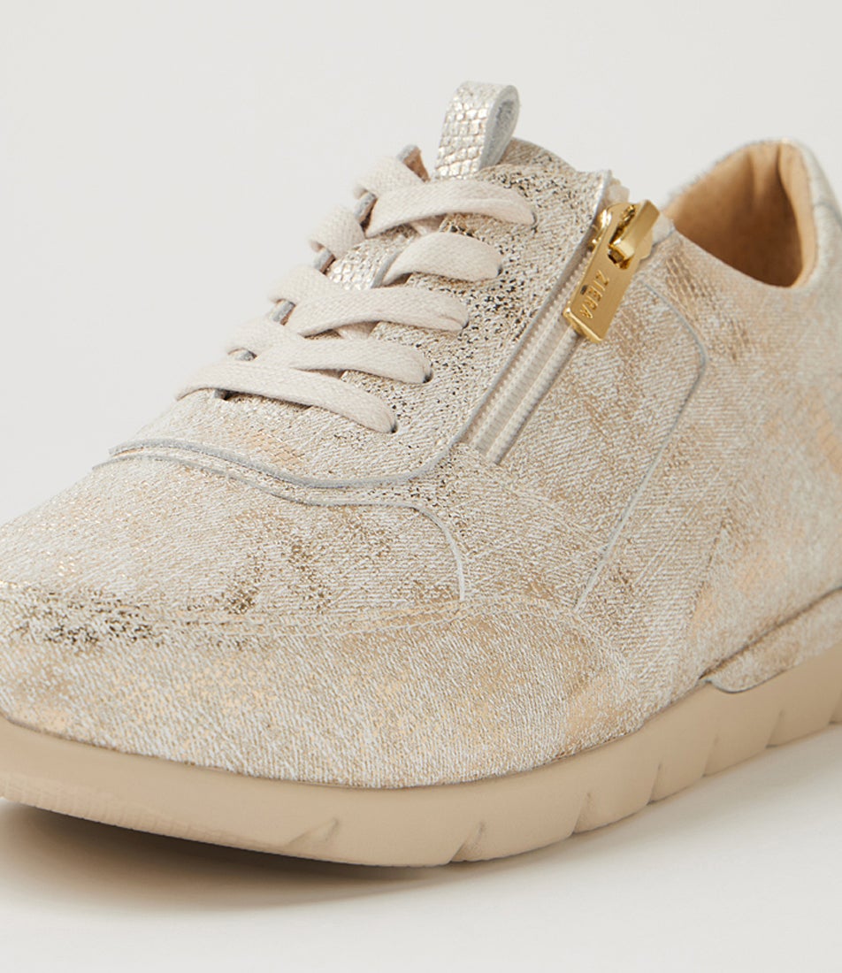 Jibbie Xw Ivory Lizard Almond Leather Sneakers