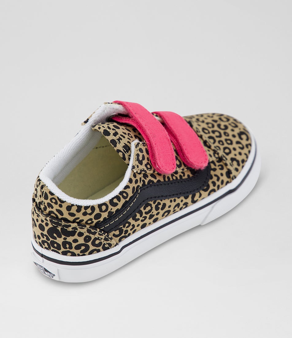Old Skool Toddler Leopard Pop Pink Velvet Suede Sneakers