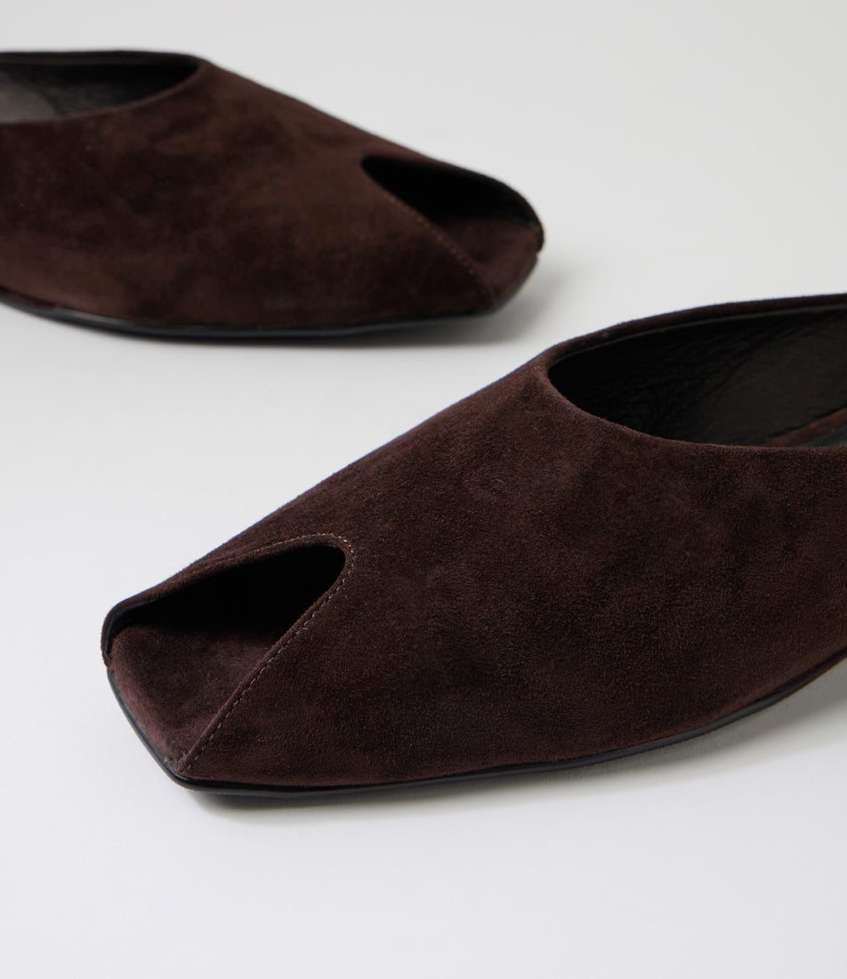Pia Chocolate Suede Mules