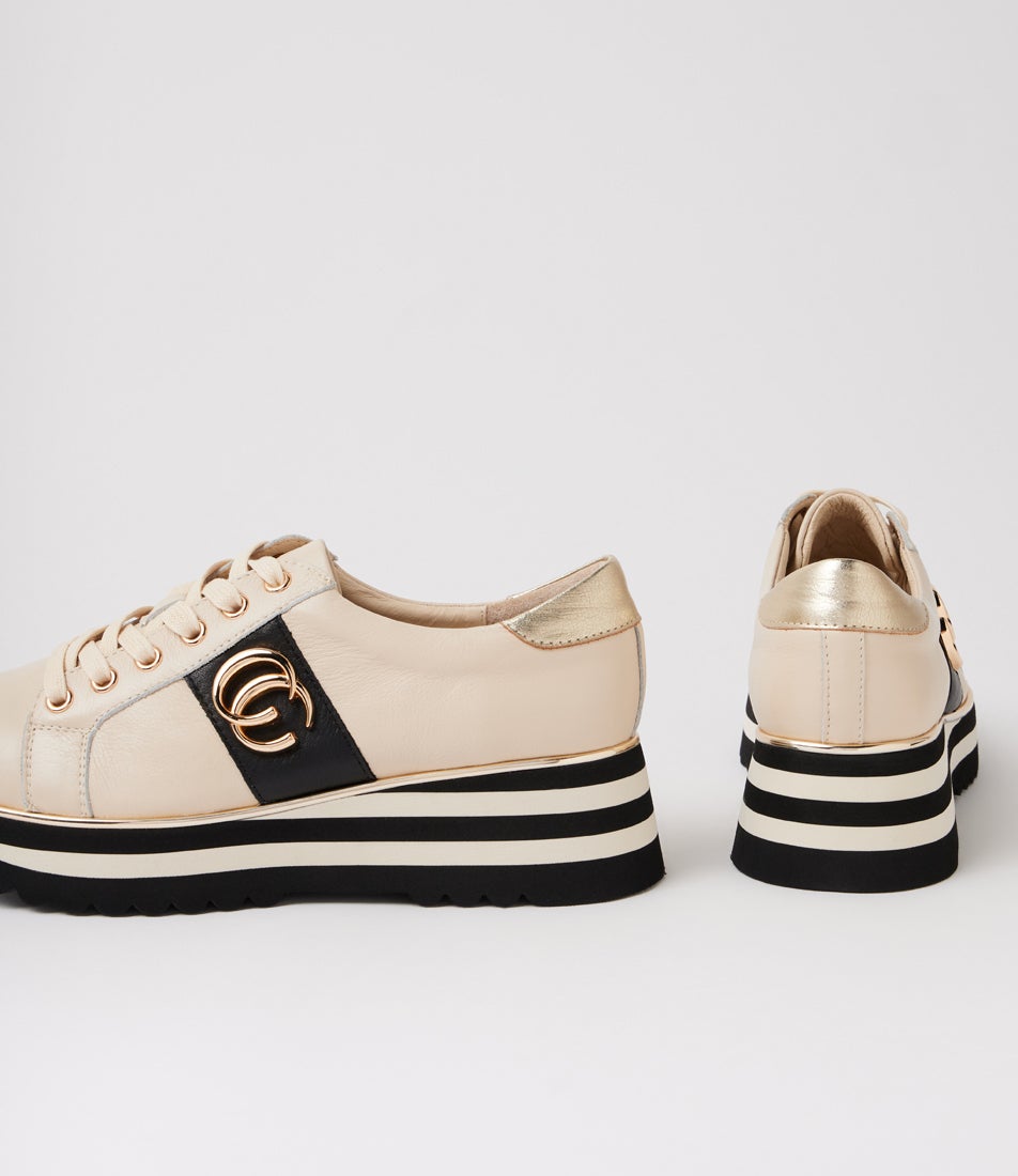 Edgey Milk Black Multi Lace Up Flats