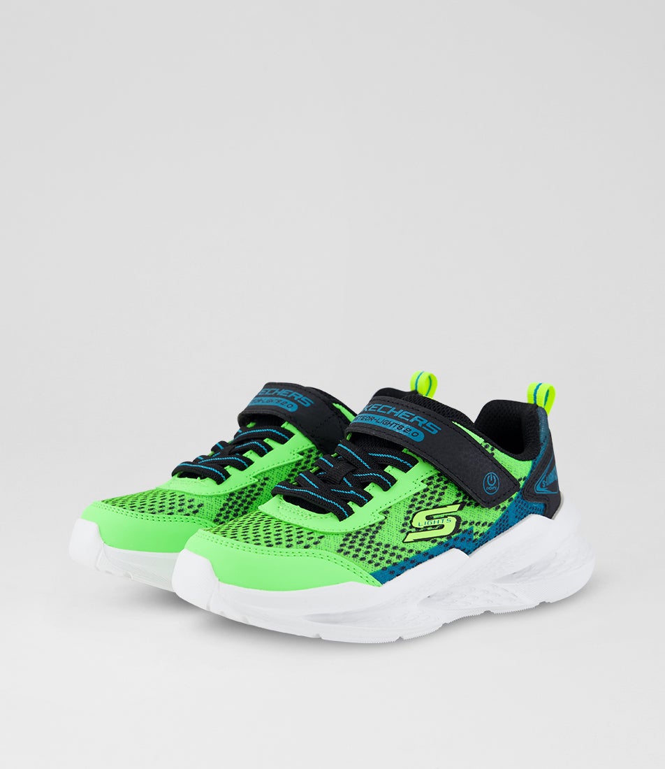 Meteor Lights 2 Junior Lime Black Mesh Sneakers
