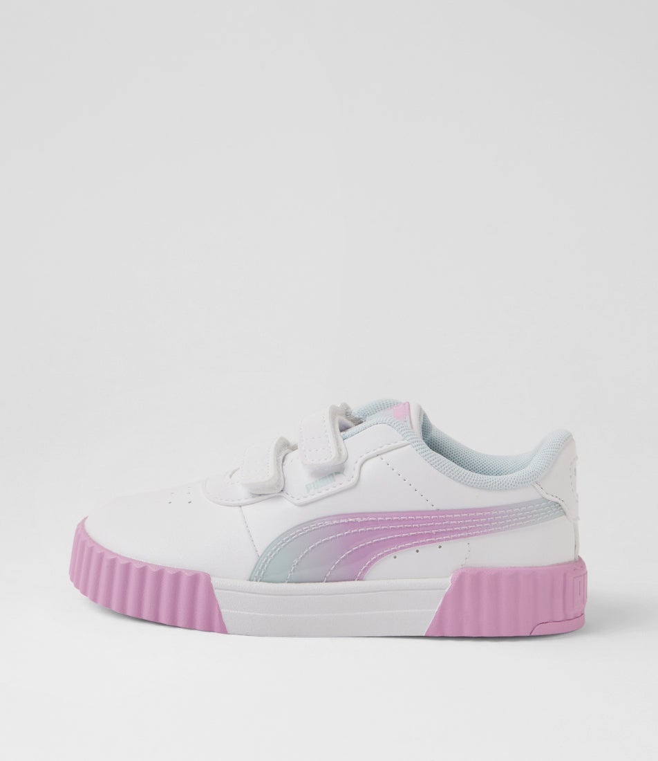 Carina 3 Toddler White Mauve Glow Lace Up Sneakers