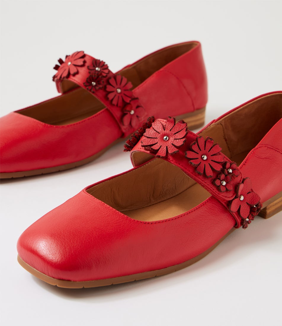 Pheasant Red Leather Flat Shoes