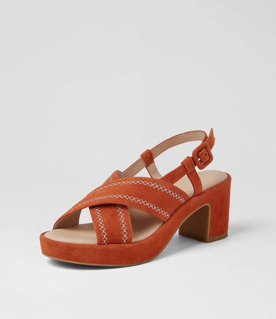 Bynndi Rust Suede Platform Sandals