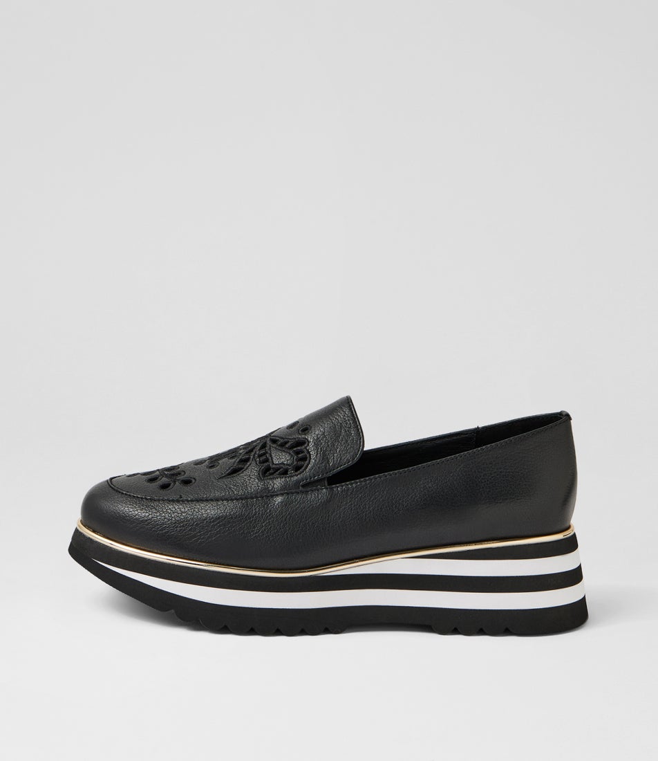 Enakai Black Leather Loafers