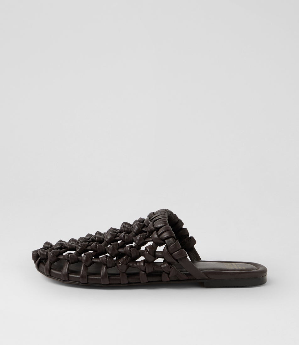 Ann Aya Slide Coffee Bean Leather Slides