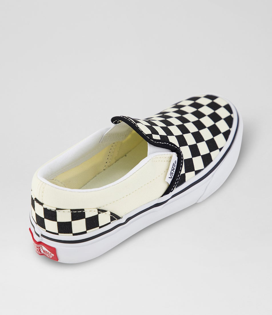 Slip On Checker Junior Checkerboard Black White Canvas
