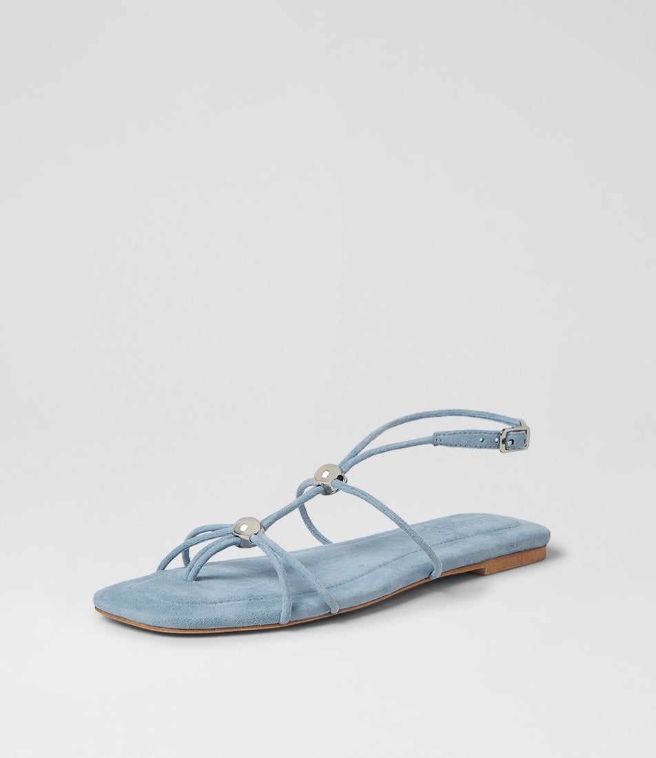 Rahi Pale Blue Silver Suede Sandals
