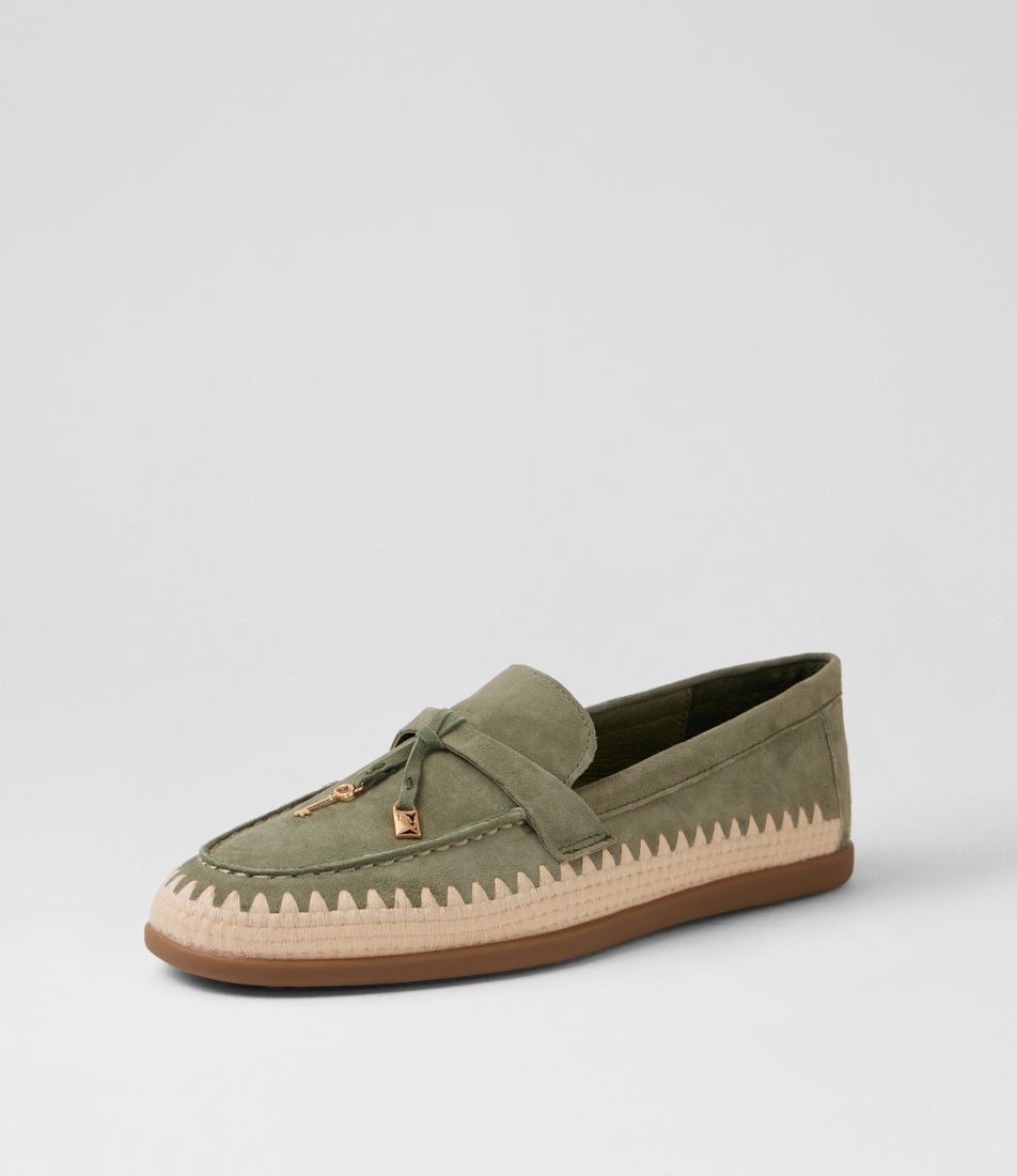 Rustie Khaki Natural Suede Loafers
