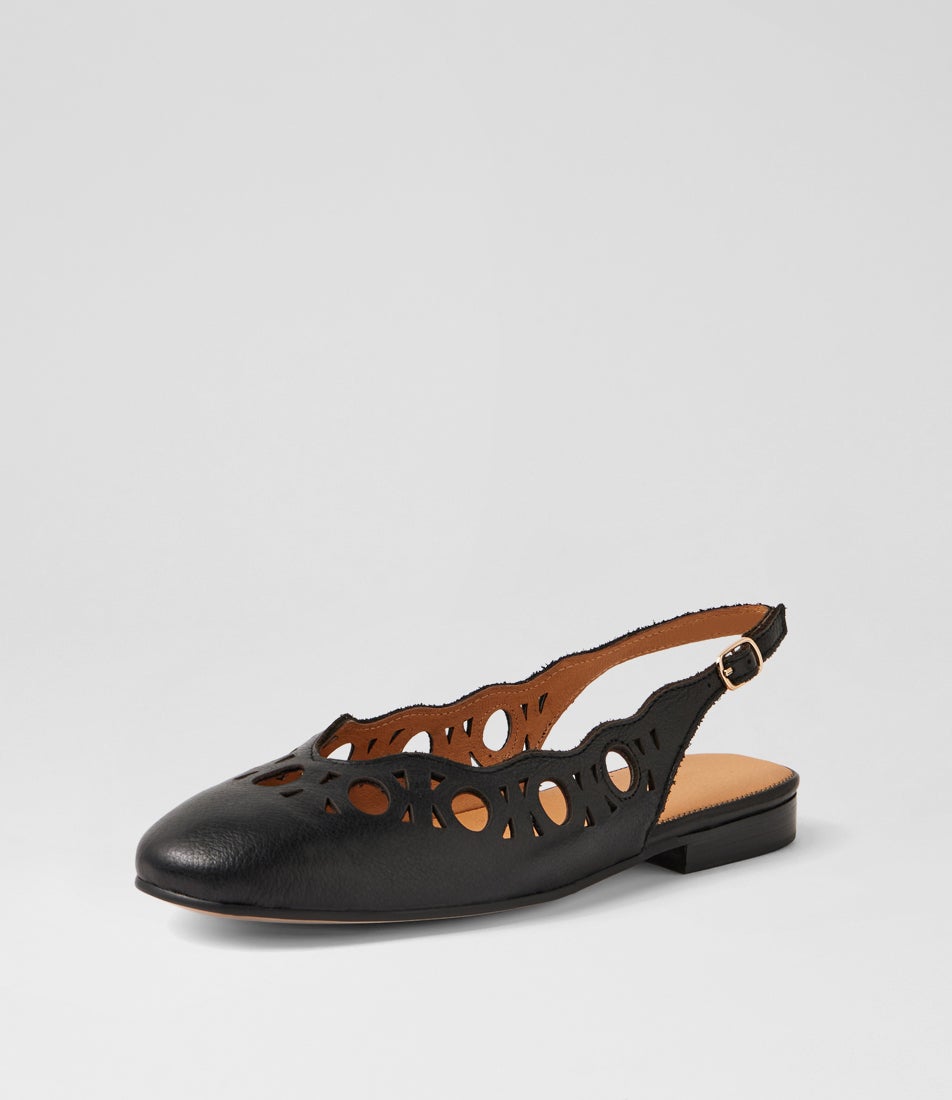 Ursley Black Leather Flat Shoes