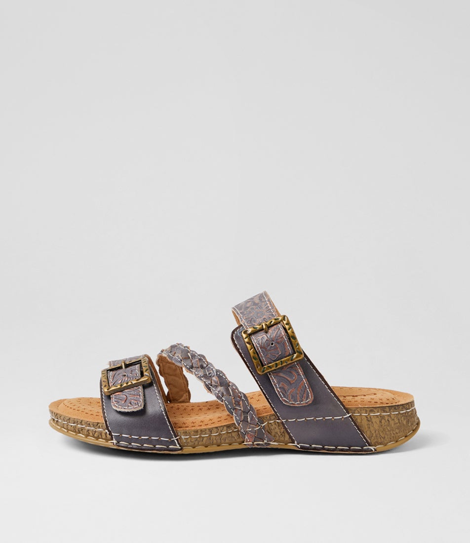 Prena Bronze Multi Leather Slides Prena Bronze Multi Leather Slides