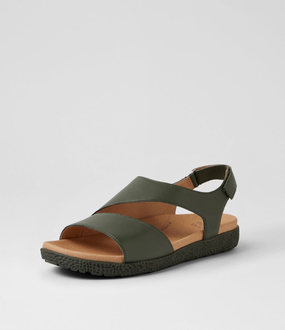 Ridgy Xw Khaki Leather Sandals