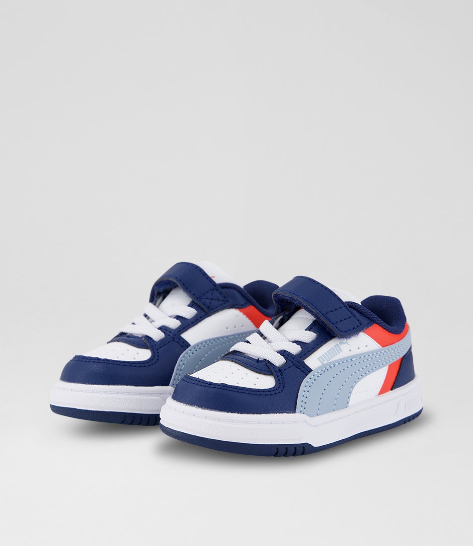 Caven 3 Toddler Persian Blue Sea White Synthetic Leather Slip On Sneakers