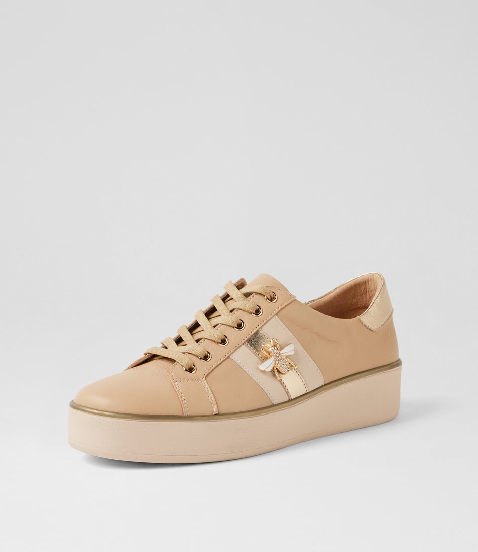 Zobuck W Camel Milk Pale Gold Leather Sneakers