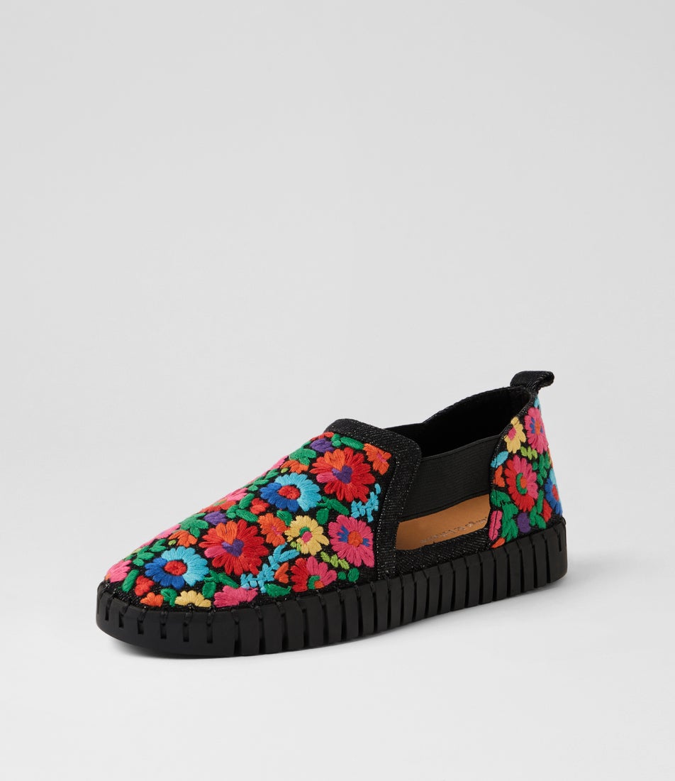 Hassana Black Bright Fabric Loafers