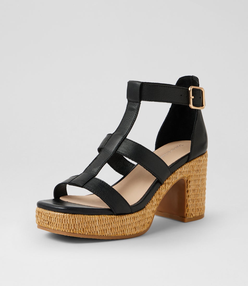 Konkey Black Natural Leather Sandals