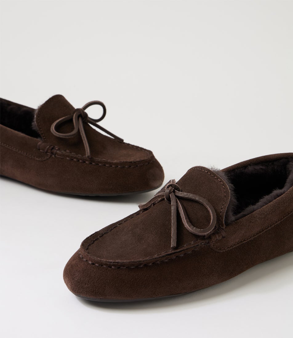 Sandrine Chocolate Suede Slippers