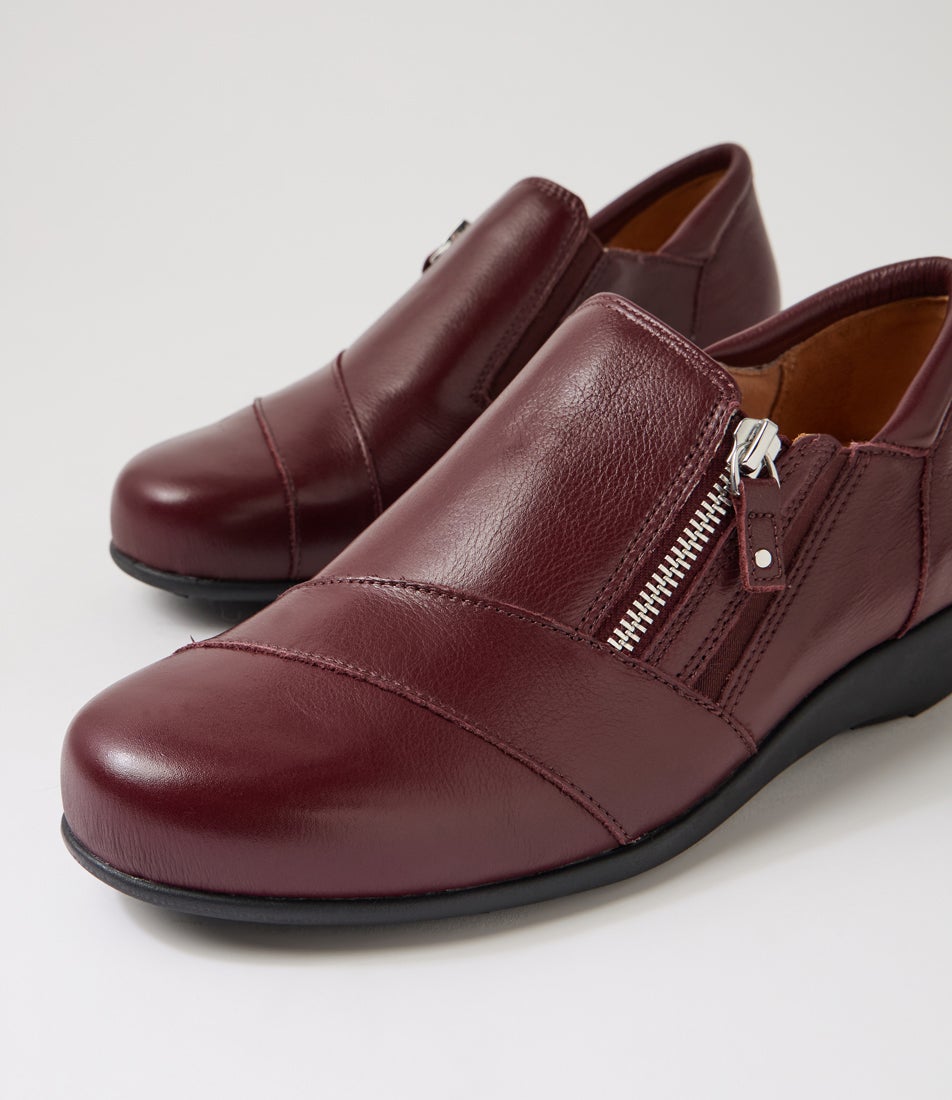 Sage Xf Burgundy Leather Flat Shoes