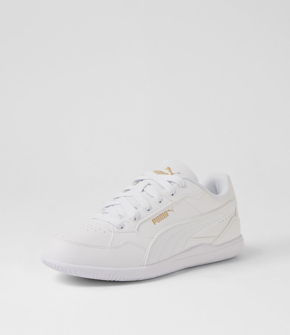 K Moda White Gold Black Lace Up Sneakers
