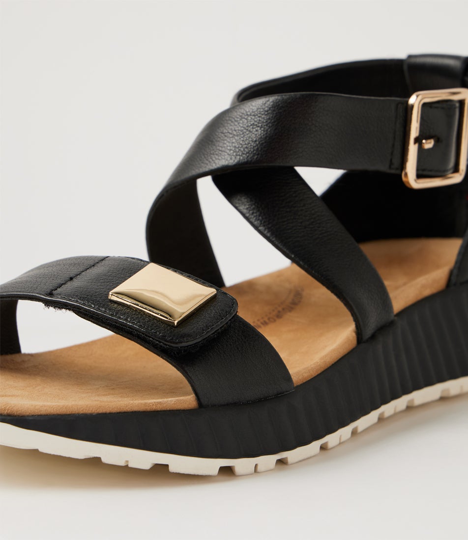 Loydes W Black Leather Sandals