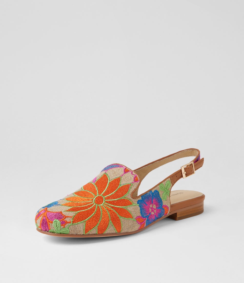 Raedalla Natural Bright Fabric Flat Shoes