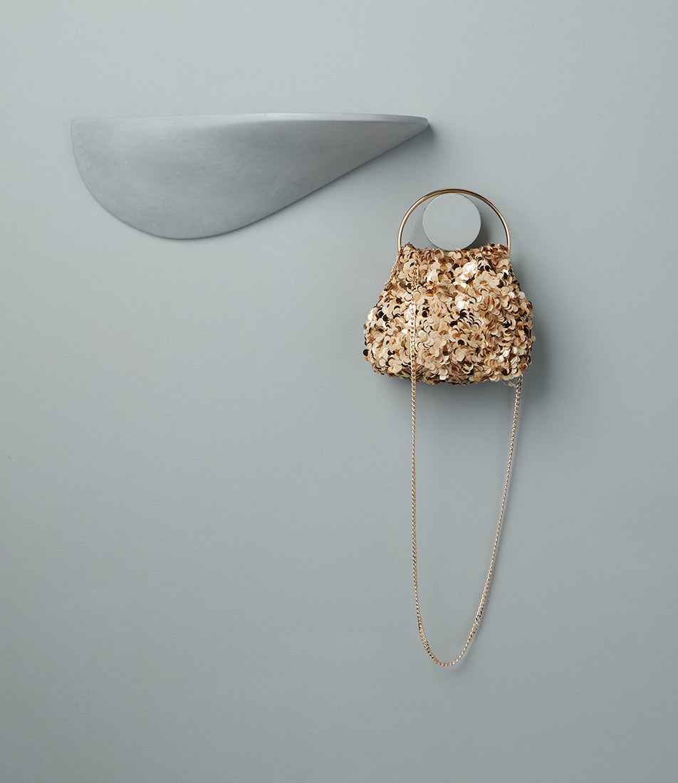Sharma Sequin Natural Fabric Clutch
